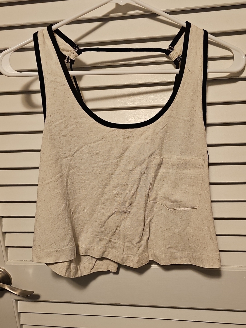 SET: Women's Cream Tank and Pant Set with Black Trim